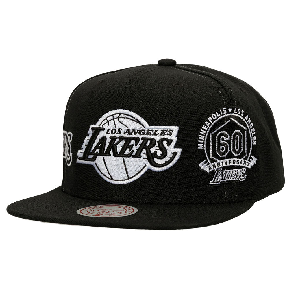 NBA Los Angeles Lakers Mitchell & Ness Trifecta Snapback Hat - Black
