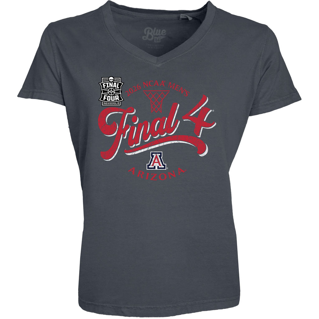 NCAA Arizona Wildcats Women's Blue 84 2026 Final Four Loupty Lou Jr V-Neck T-shirt - Indigo
