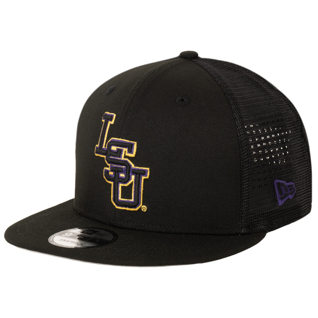 NCAA Louisiana State Bengal Tigers New Era Shadowline Trucker 9FIFTY Snapback Hat - Black