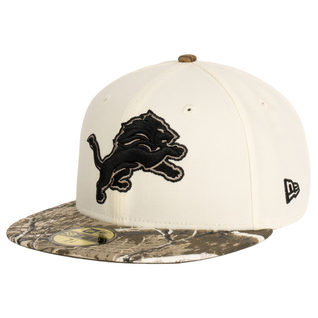 NFL Detroit Lions New Era Real Tree Two-Tone 59FIFTY Fitted Hat- Cream