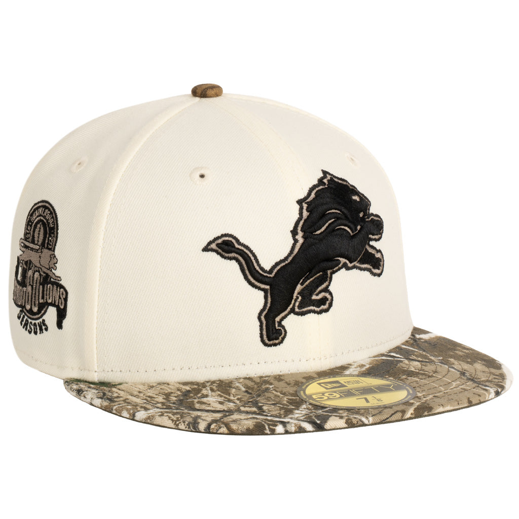 NFL Detroit Lions New Era Real Tree Two-Tone 59FIFTY Fitted Hat- Cream