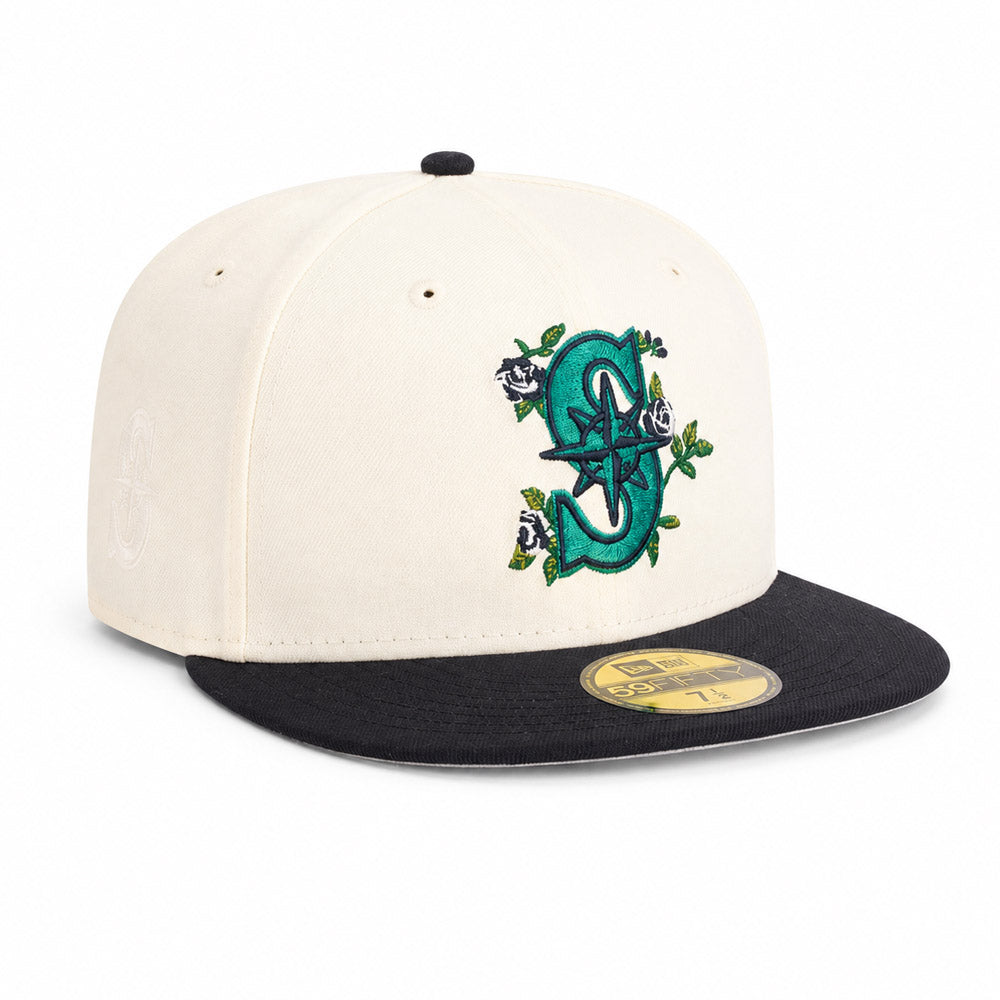 MLB Seattle Mariners New Era Two-Tone Summer Flower 59FIFTY Fitted Hat - Cream