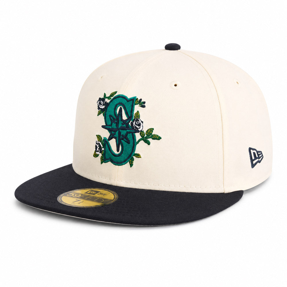 MLB Seattle Mariners New Era Two-Tone Summer Flower 59FIFTY Fitted Hat - Cream