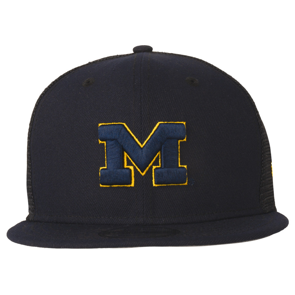 NCAA Michigan Wolverines New Era Shadowline 9FIFTY Snapback Trucker Hat - Navy