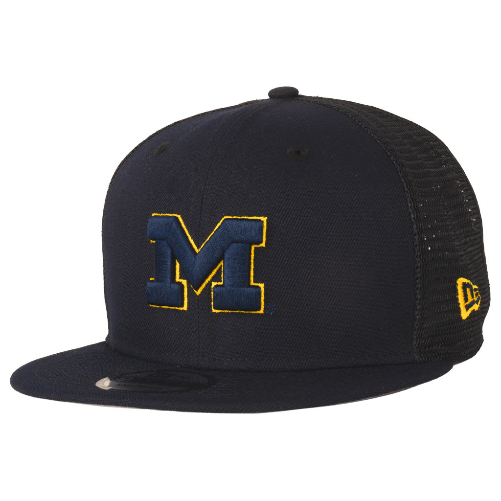 NCAA Michigan Wolverines New Era Shadowline 9FIFTY Snapback Trucker Hat - Navy