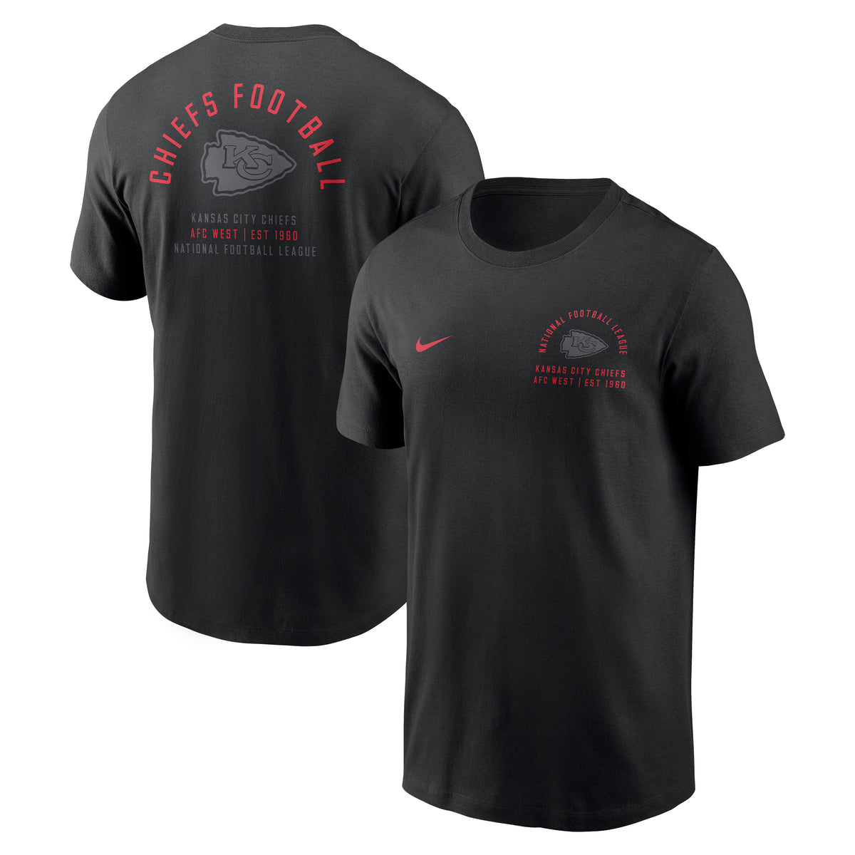 NFL Kansas City Chiefs Nike Split Logo Essential T-Shirt- Black
