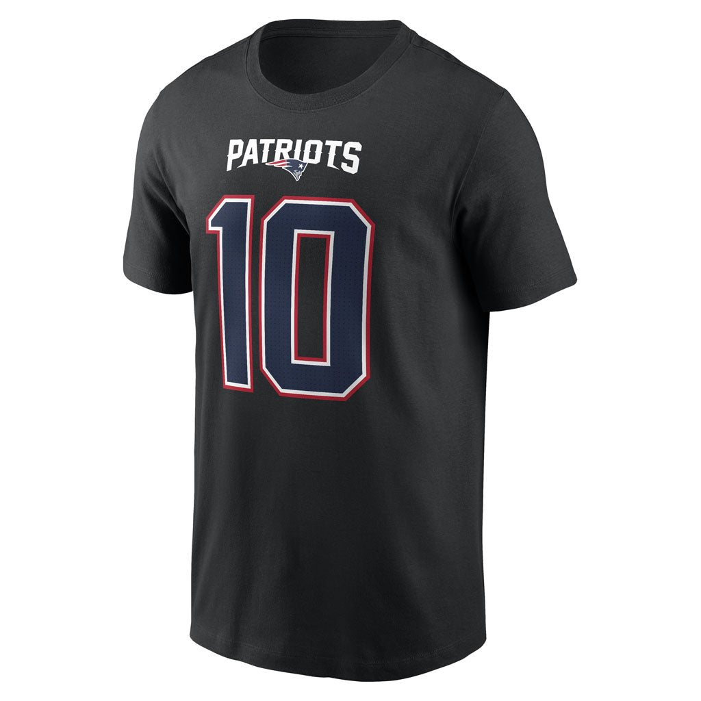 NFL New England Drake Maye Nike Name & Number T-Shirt - Black