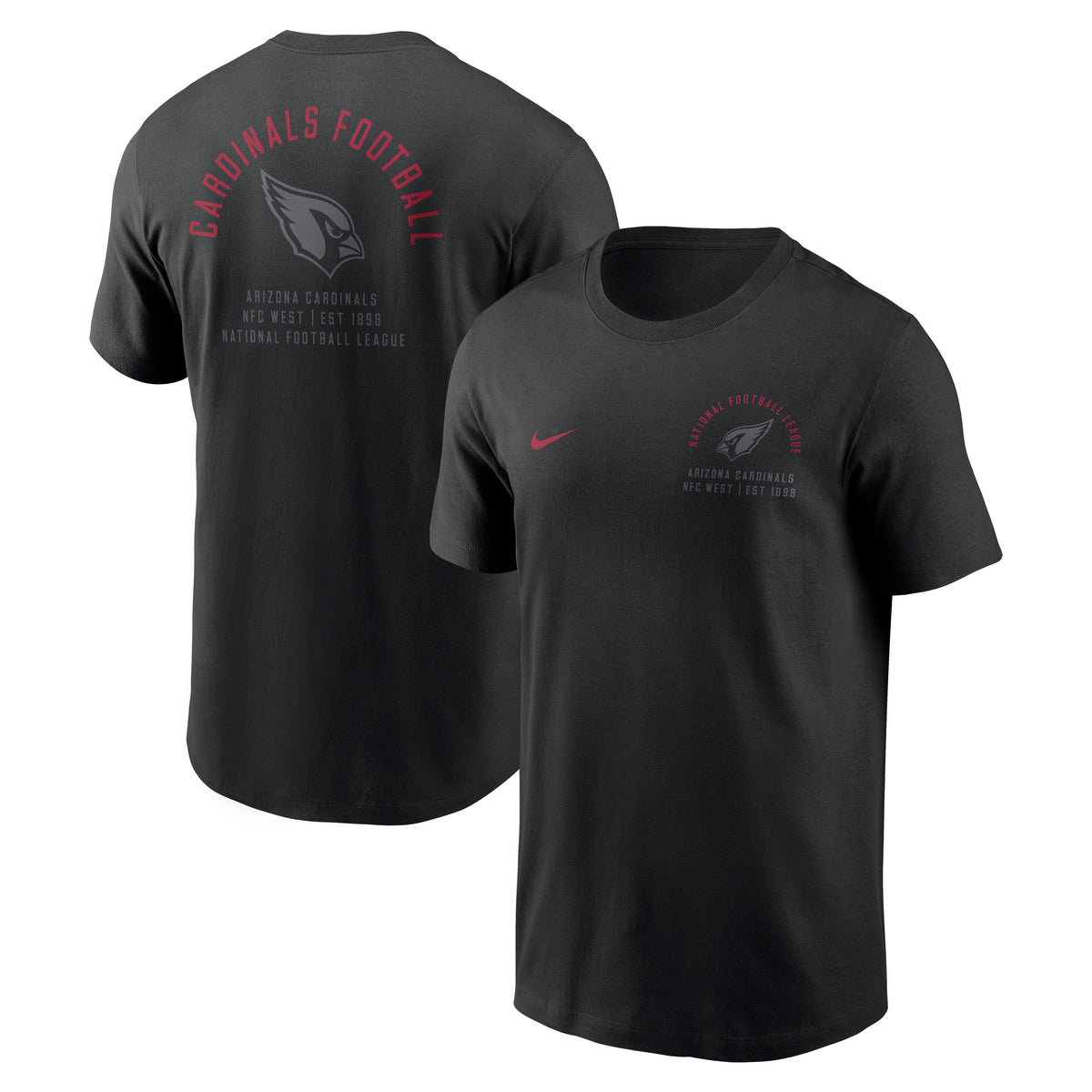 NFL Arizona Cardinals Nike Split Logo Essential T-Shirt- Black