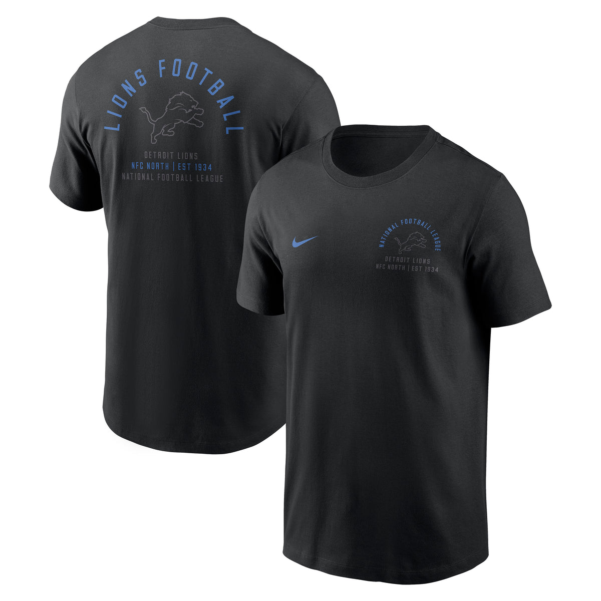 NFL Detroit Lions Nike Split Logo Essential T-Shirt- Black