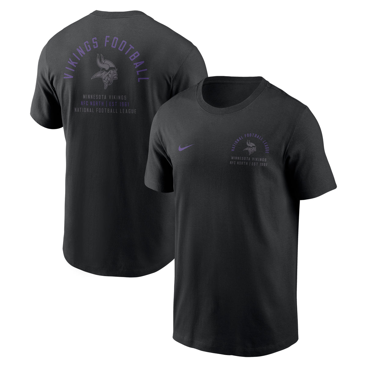 NFL Minnesota Vikings Nike Split Logo Essential T-Shirt- Black