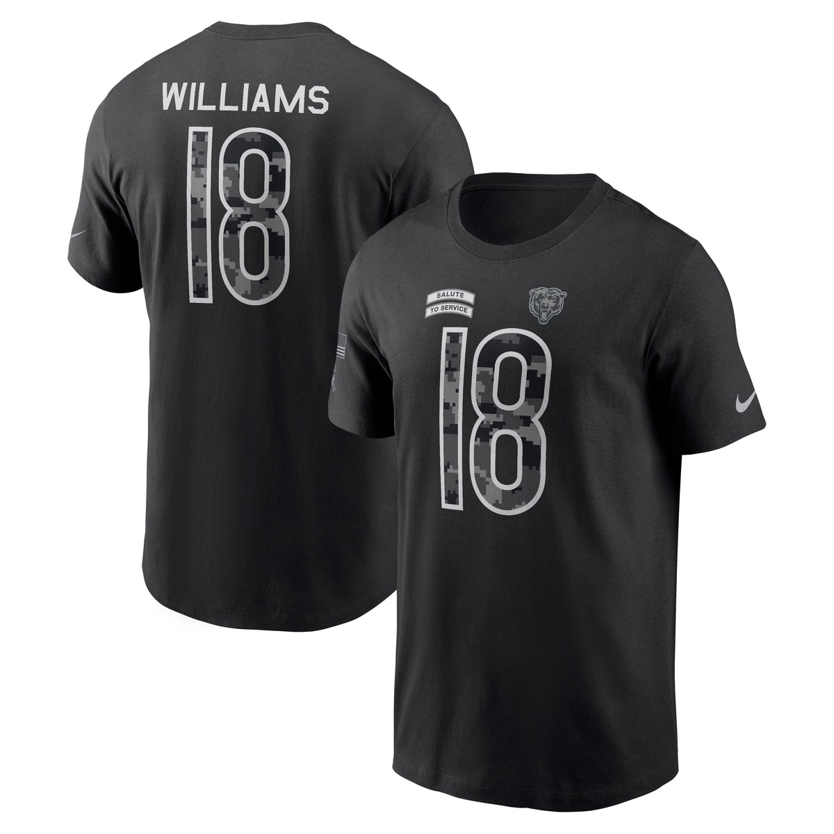 NFL Chicago Bears Caleb Williams Nike 2026 Salute to Service Name & Number T-Shirt- Black