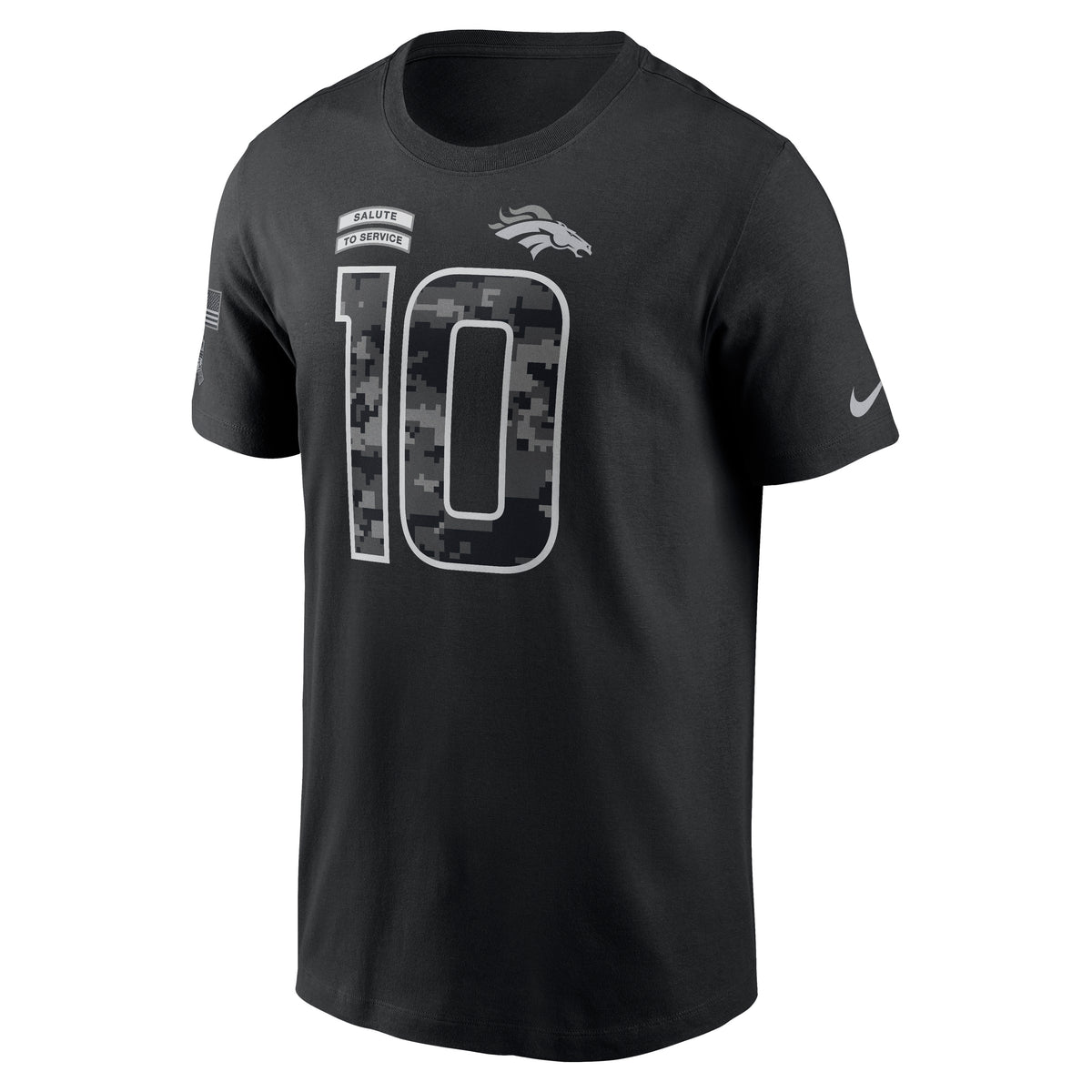NFL Denver Broncos Bo Nix Nike 2026 Salute to Service Name & Number T-Shirt- Black