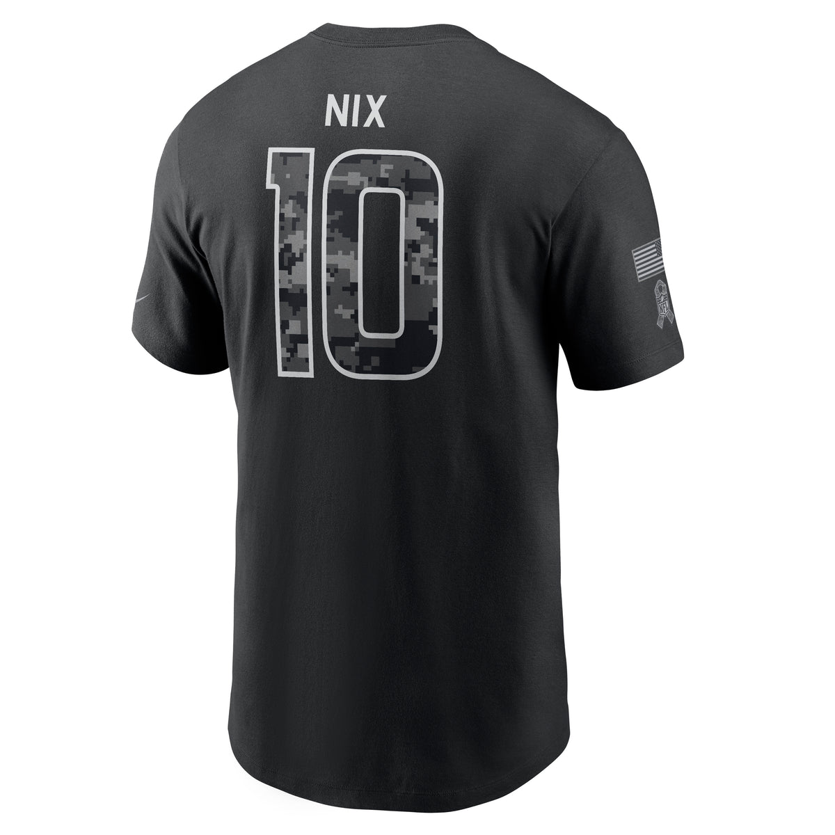 NFL Denver Broncos Bo Nix Nike 2026 Salute to Service Name & Number T-Shirt- Black