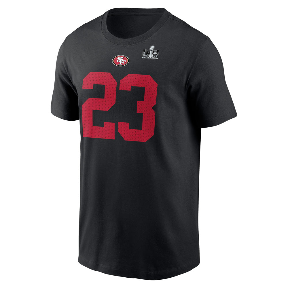 NFL San Francisco 49ers Christian McCaffrey Nike Super Bowl LVIII Name & Number Tee