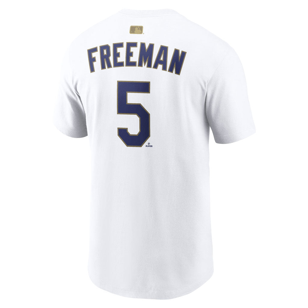 MLB Los Angeles Dodgers Freddie Freeman Nike 2026 Gold Player T-Shirt - White