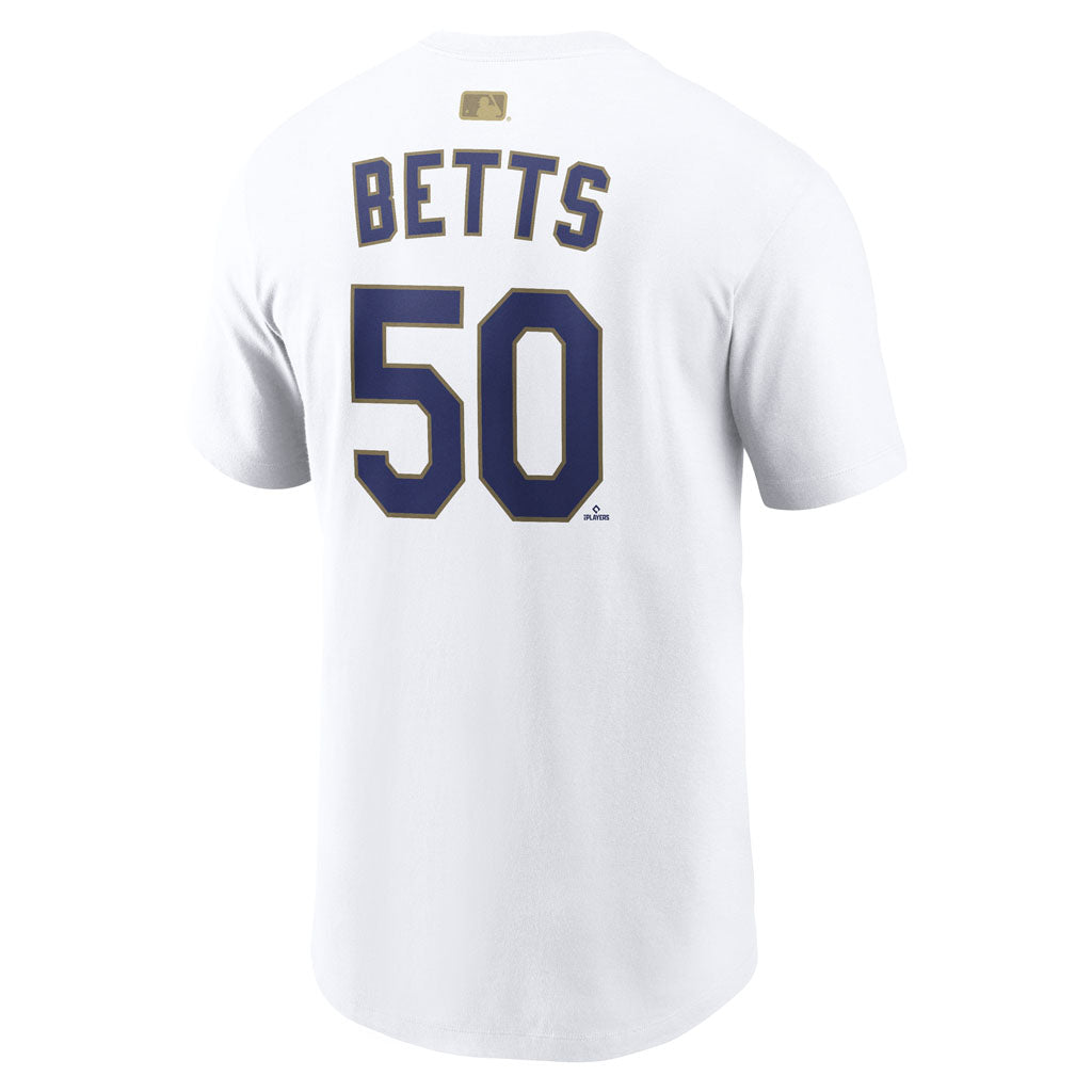MLB Los Angeles Dodgers Mookie Betts Nike 2026 Gold Player T-Shirt - White