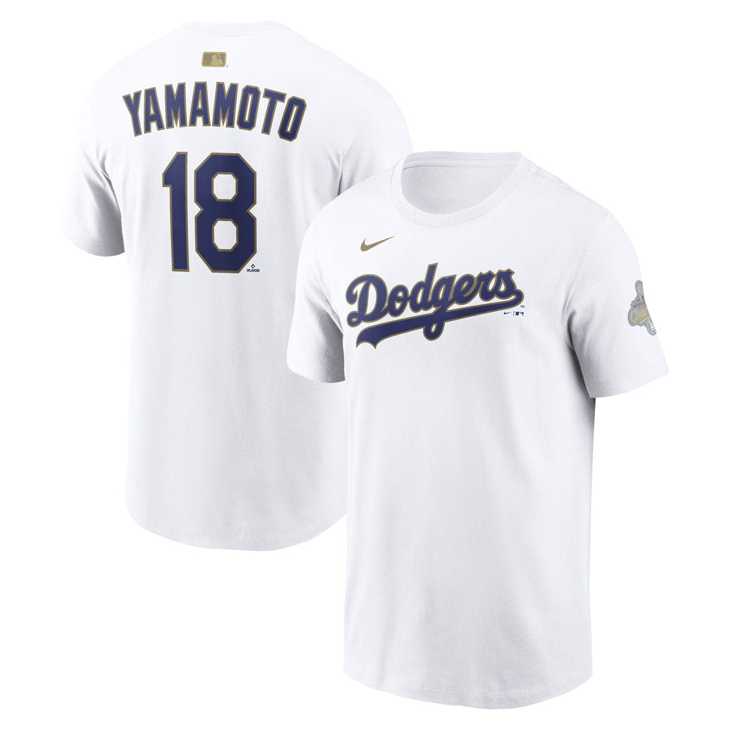 MLB Los Angeles Dodgers Yoshinobu Yamamoto Nike 2026 Gold Player T-Shirt - White
