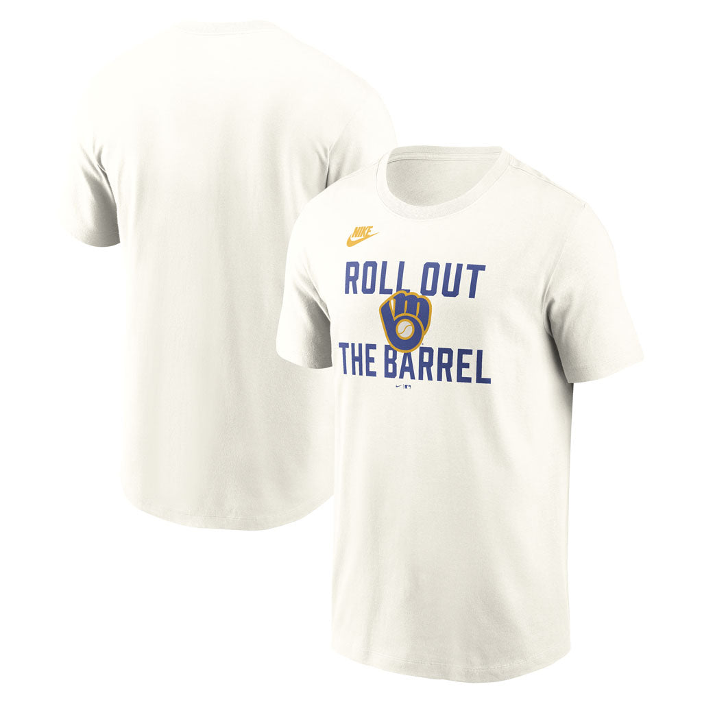 MLB Milwaukee Brewers Nike Coop 70's Cotton T-Shirt - Cream