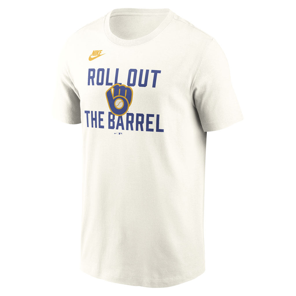 MLB Milwaukee Brewers Nike Coop 70's Cotton T-Shirt - Cream