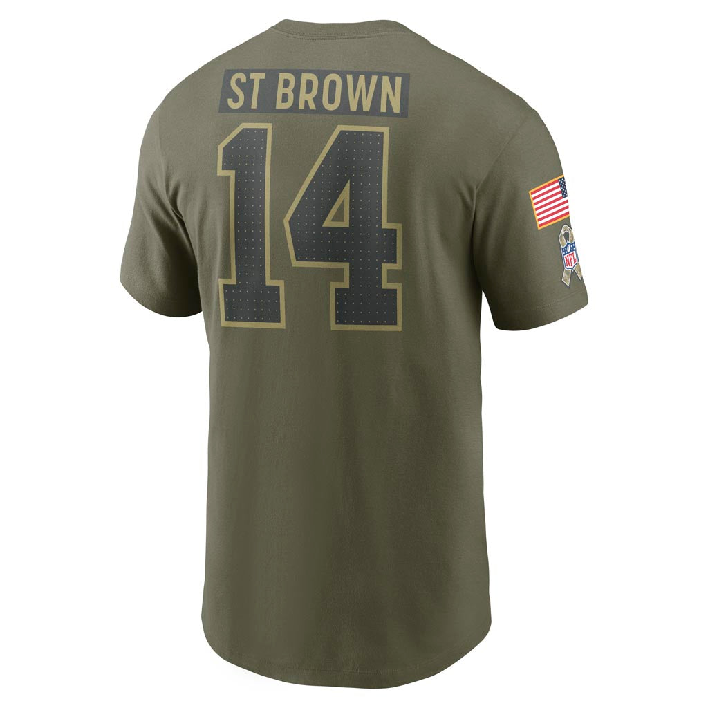 NFL Detroit Lions Amon-Ra St. Brown Nike 2025 Salute to Service Name & Number T-Shirt - Green