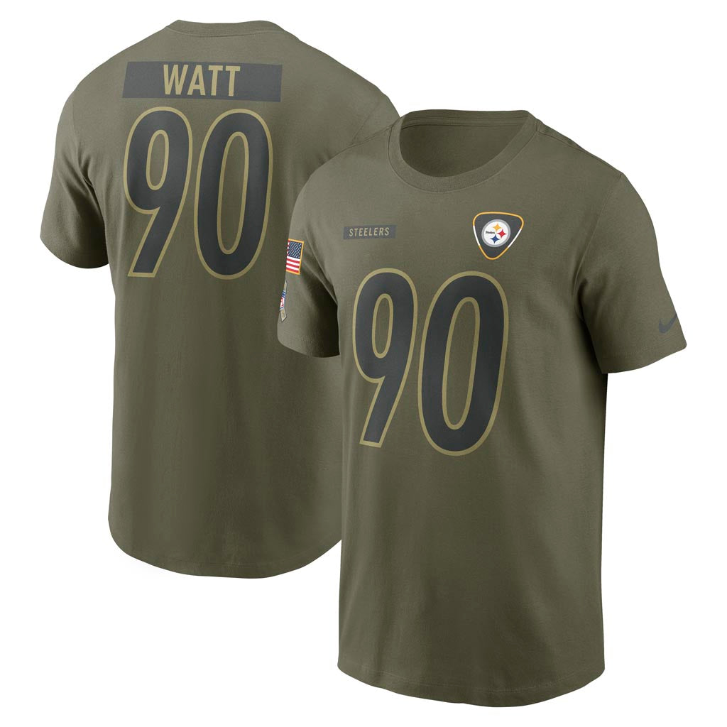NFL Pittsburgh Steelers TJ Watt Nike 2025 Salute to Service Name & Number T-Shirt - Green