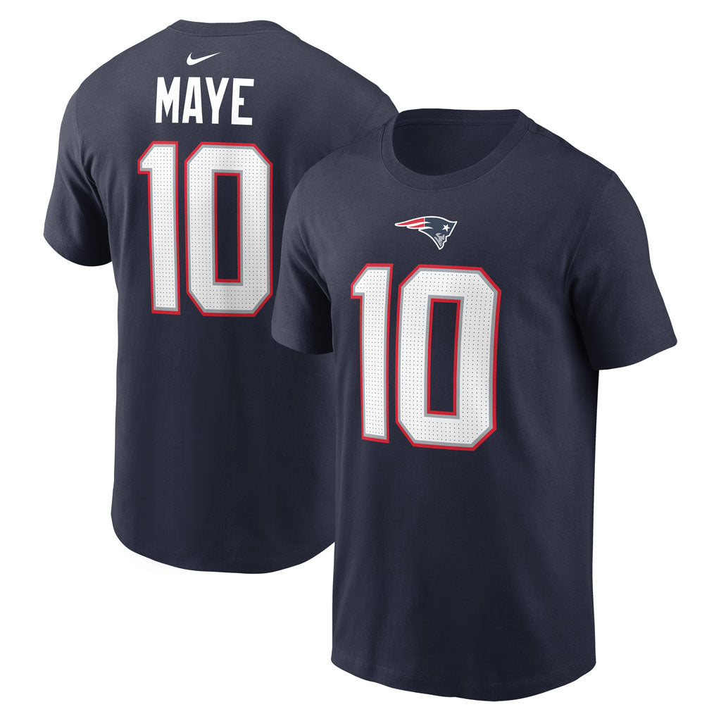 NFL New England Patriots Drake Maye Nike Name & Number T-Shirt - Navy