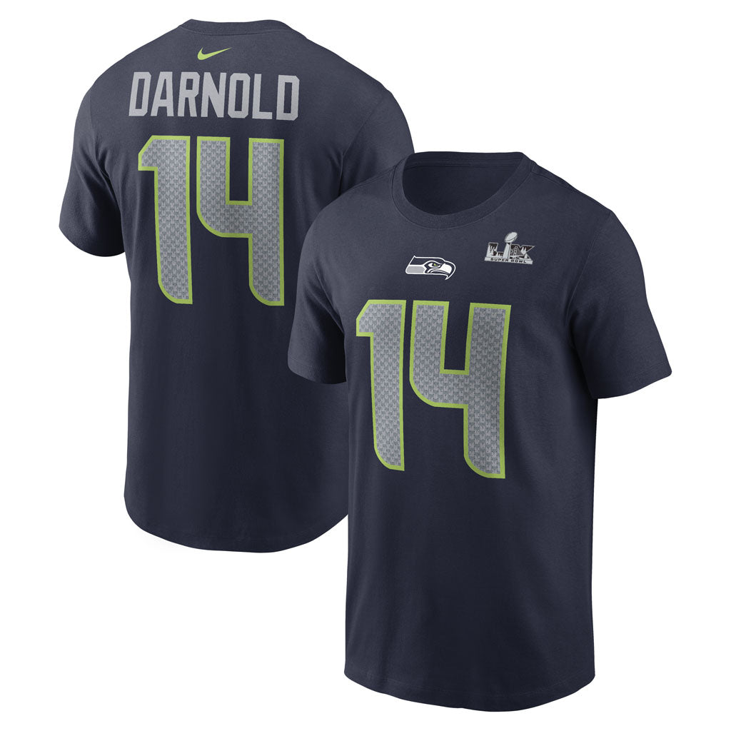 NFL Seattle Seahawks Sam Darnold Nike Super Bowl LX Name & Number T-Shirt - Navy