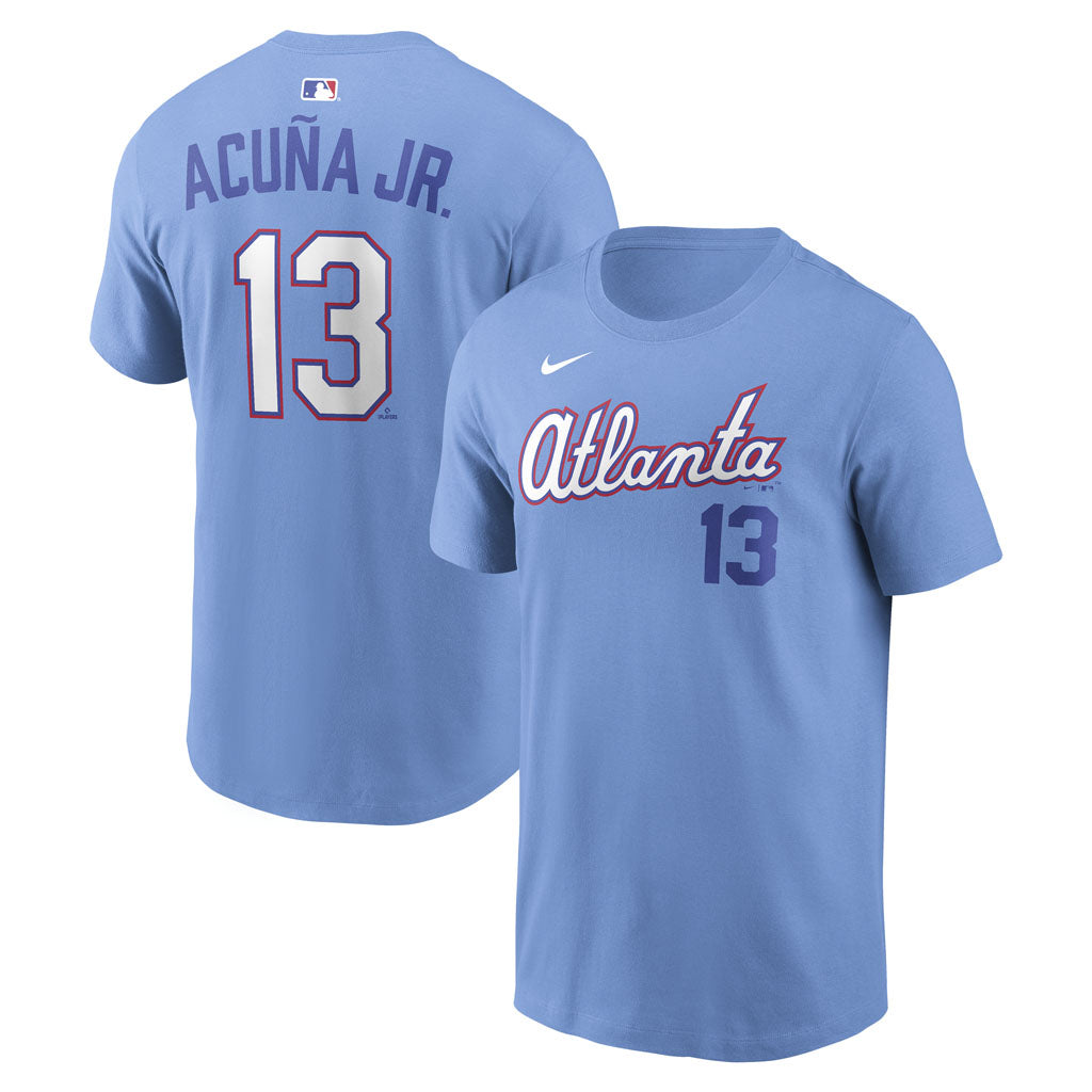 MLB Atlanta Braves Ronald Acuña Jr. Nike City Connect Name & Number T-Shirt - Light blue