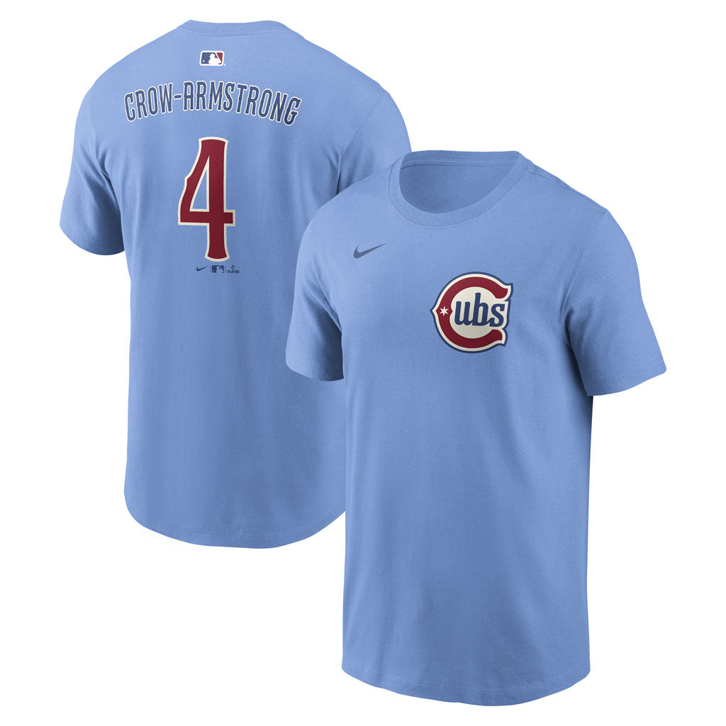 MLB Chicago Cubs Pete Crow-Armstrong Nike Alternate Name & Number T-Shirt - Light blue