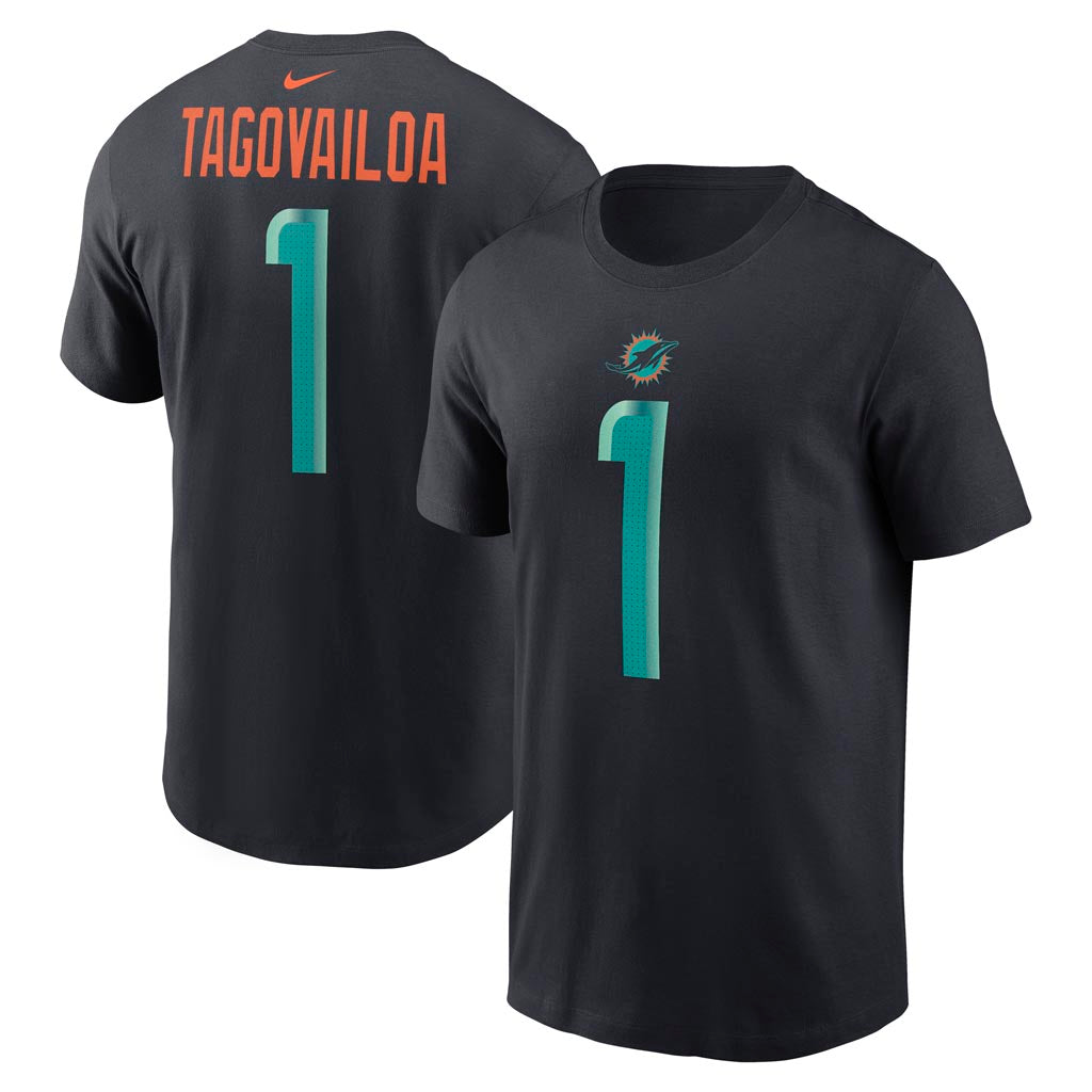 NFL Miami Dolphins Tua Tagovailoa Nike Rivalries Name & Number T-Shirt - Navy