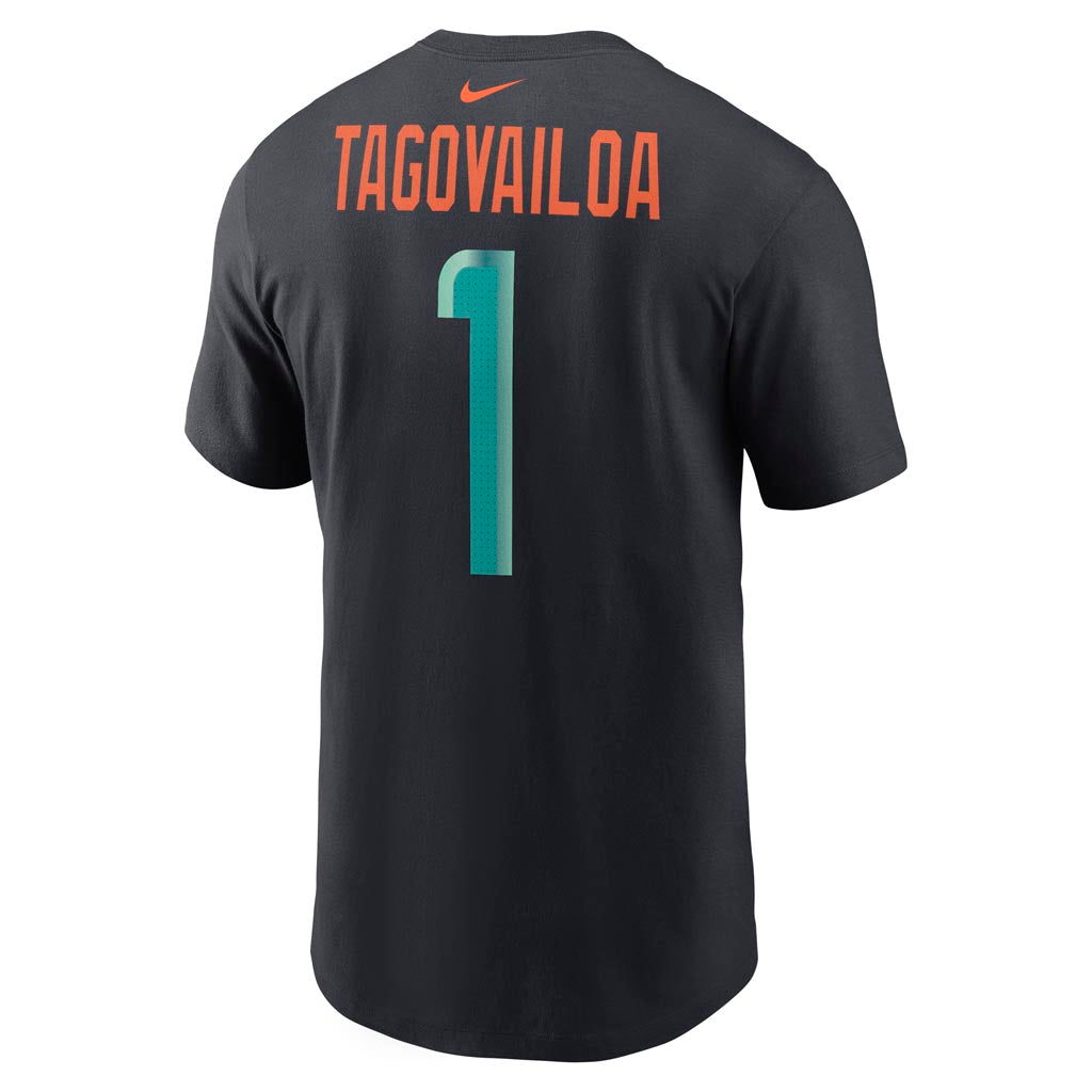 NFL Miami Dolphins Tua Tagovailoa Nike Rivalries Name & Number T-Shirt - Navy