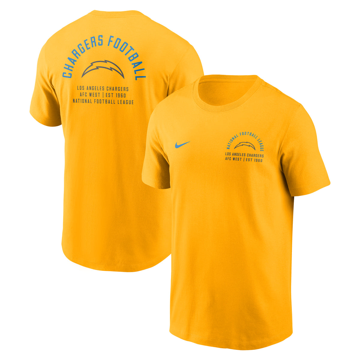 NFL Los Angeles Chargers Nike Split Logo Essential T-Shirt- Gold