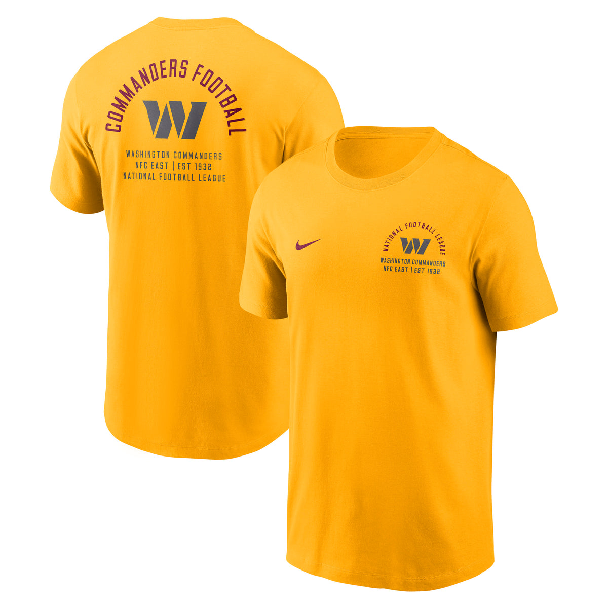 NFL Washington Commanders Nike Split Logo Essential T-Shirt- Gold