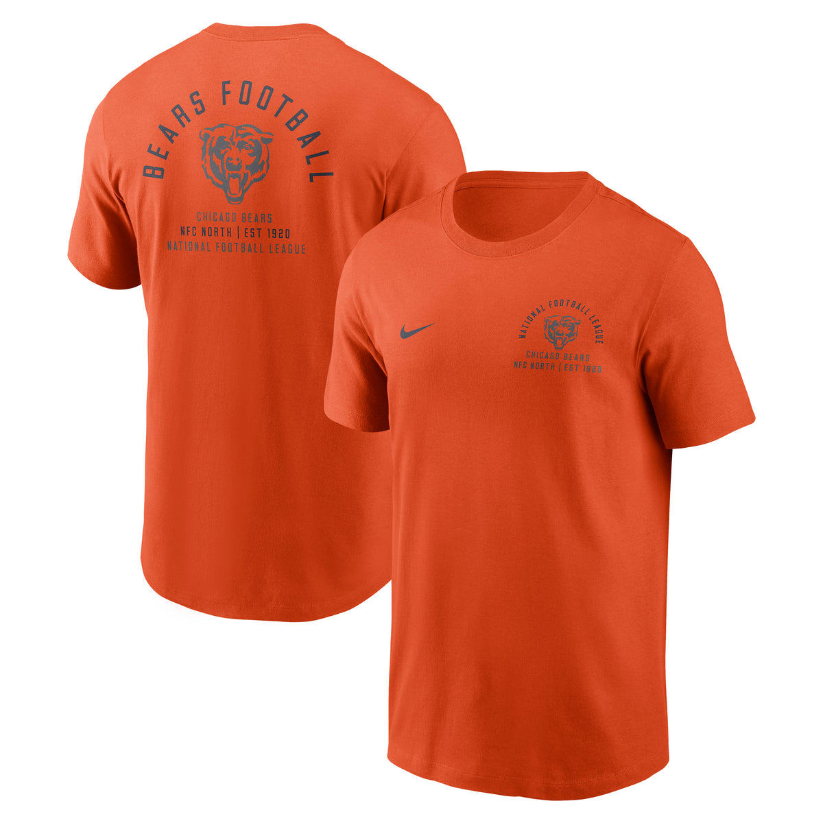 NFL Chicago Bears Nike Split Logo Essential T-Shirt- Orange