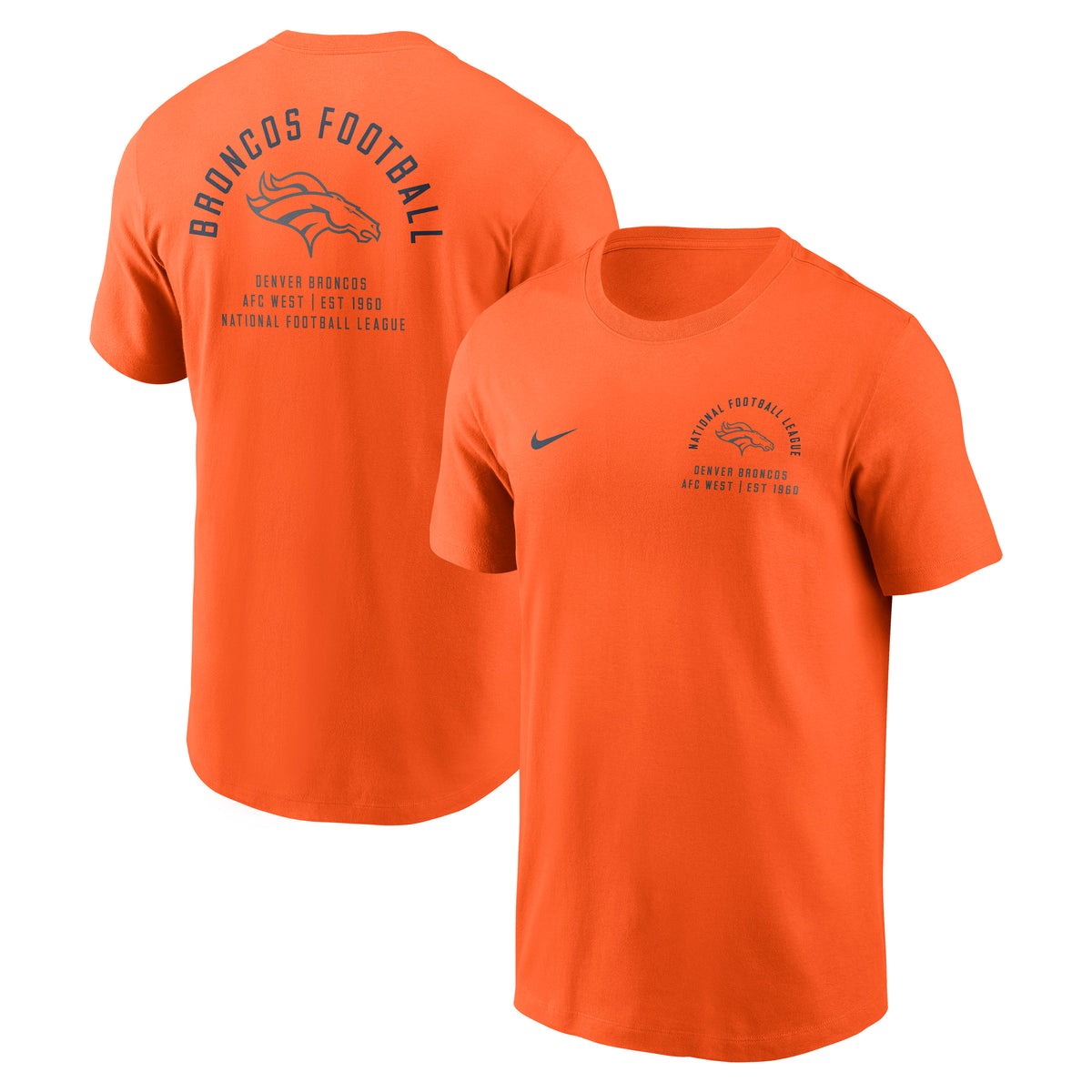 NFL Denver Broncos Nike Split Logo Essential T-Shirt- Orange