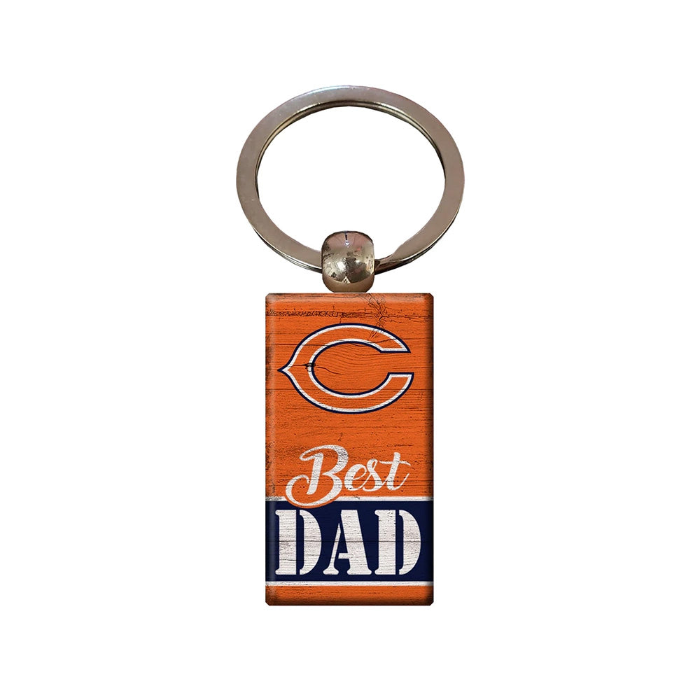 NFL Chicago Bears Fan Creations Best Dad Wooden Keychain