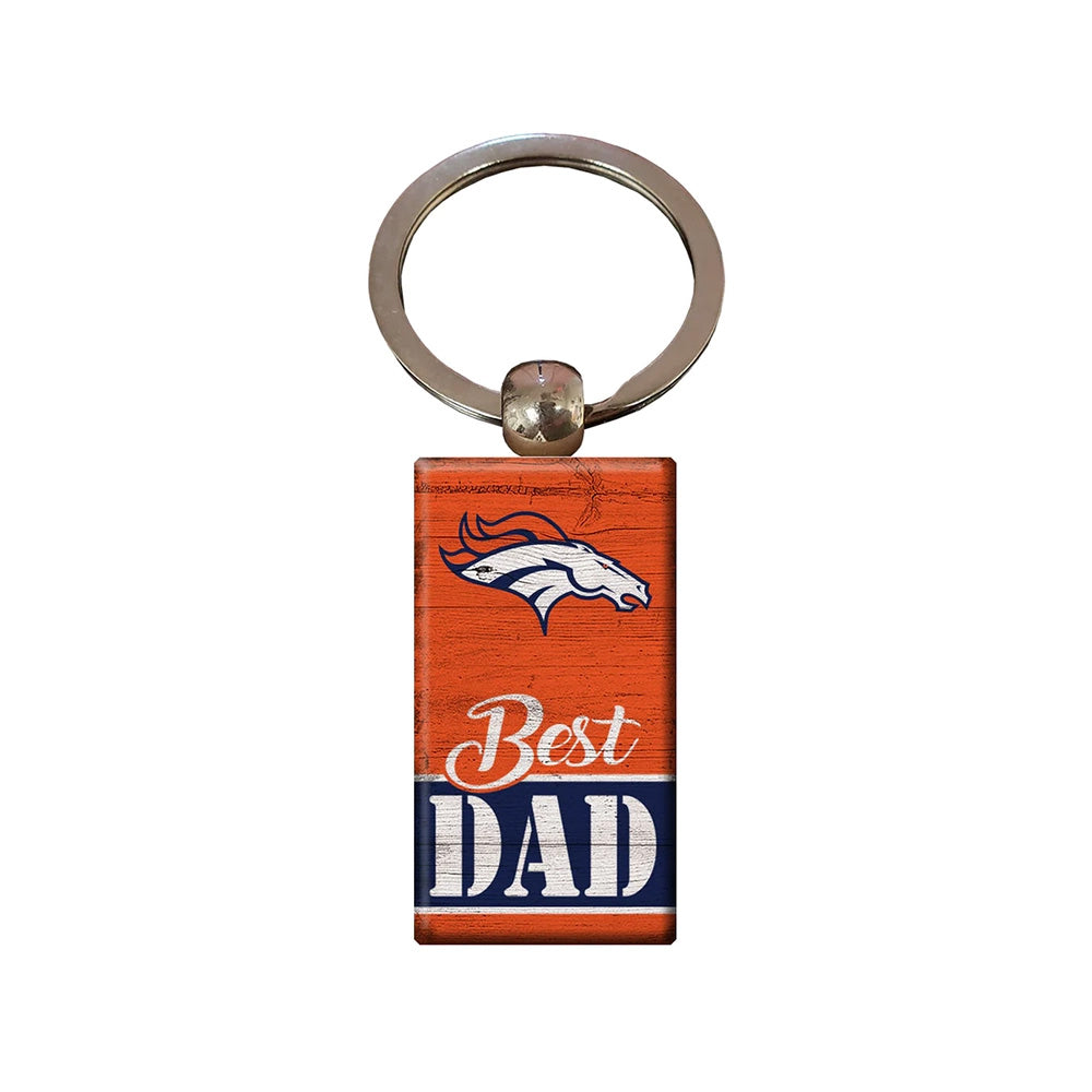 NFL Denver Broncos Fan Creations Best Dad Wooden Keychain