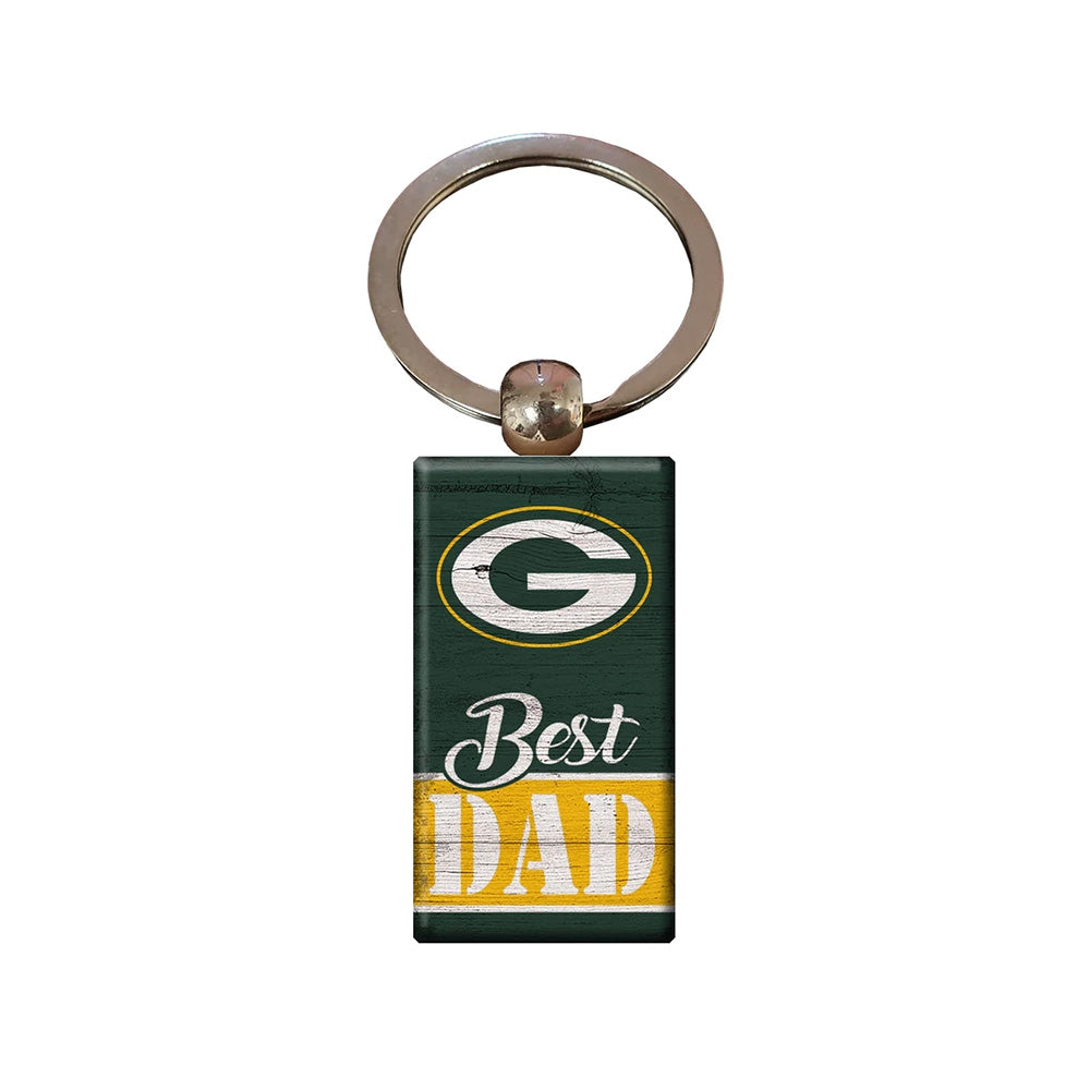 NFL Green Bay Packers Fan Creations Best Dad Wooden Keychain