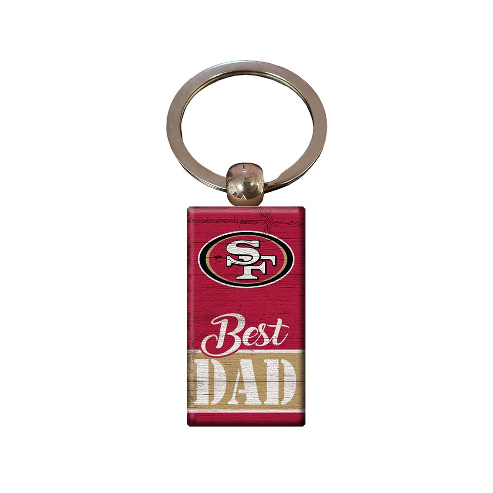 NFL San Francisco 49ers Fan Creations Best Dad Wooden Keychain