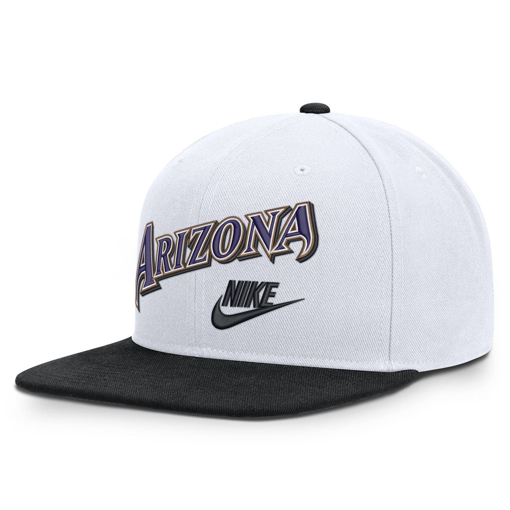 MLB Arizona Diamondbacks Nike Two-Tone Script Flatbrim Snapback Hat - White