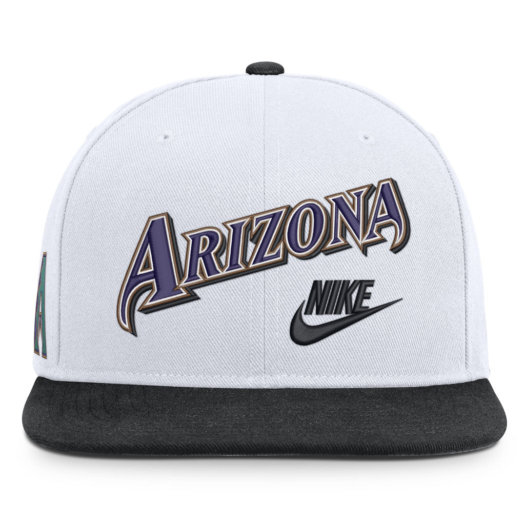 MLB Arizona Diamondbacks Nike Two-Tone Script Flatbrim Snapback Hat - White