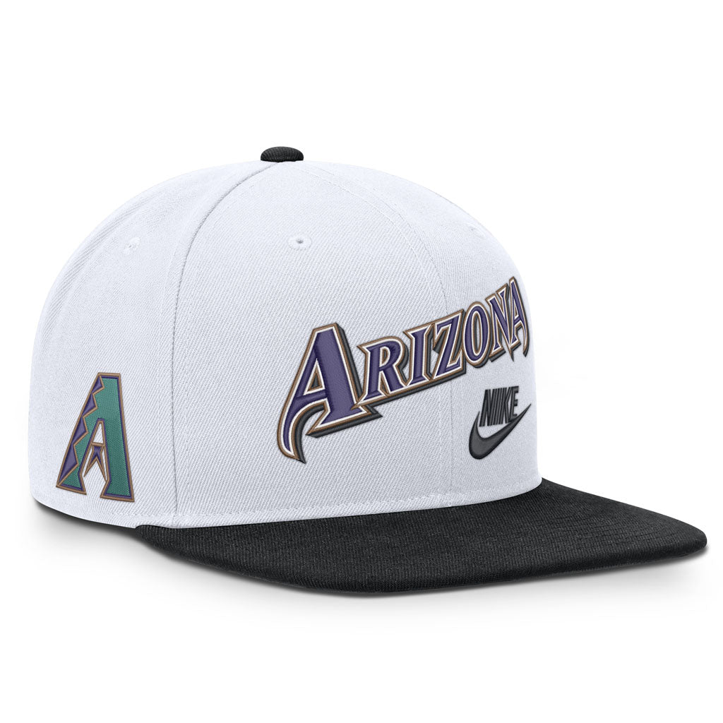 MLB Arizona Diamondbacks Nike Two-Tone Script Flatbrim Snapback Hat - White