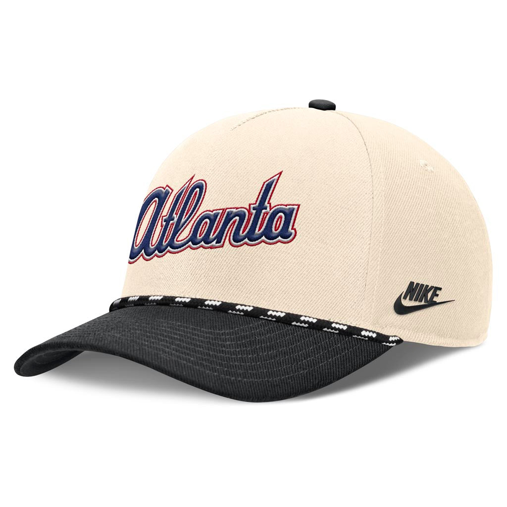 MLB Atlanta Braves Nike Two-Tone Rise Script Snapback Hat - Cream