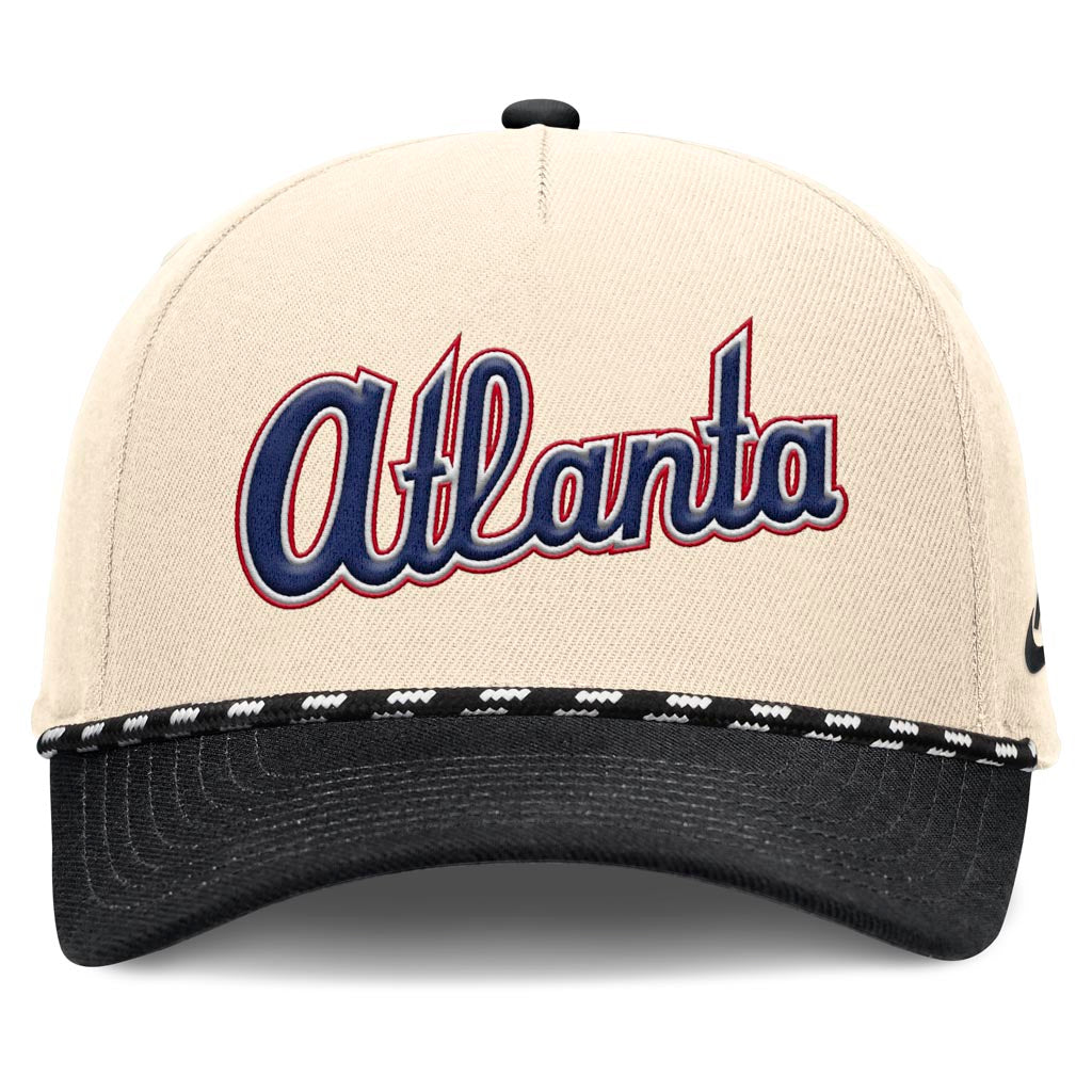 MLB Atlanta Braves Nike Two-Tone Rise Script Snapback Hat - Cream