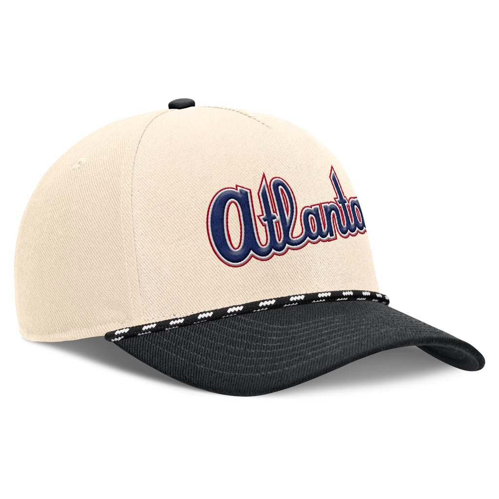 MLB Atlanta Braves Nike Two-Tone Rise Script Snapback Hat - Cream
