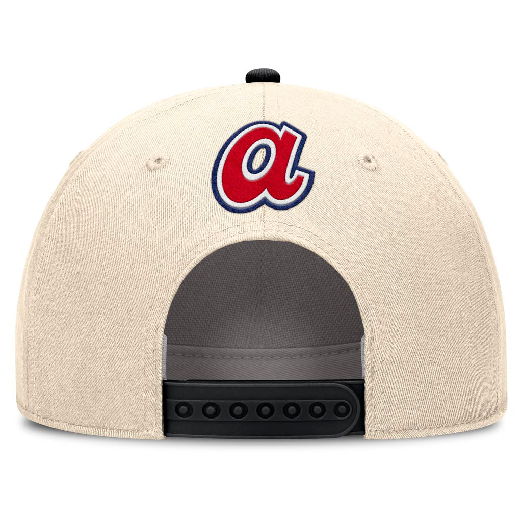 MLB Atlanta Braves Nike Two-Tone Rise Script Snapback Hat - Cream