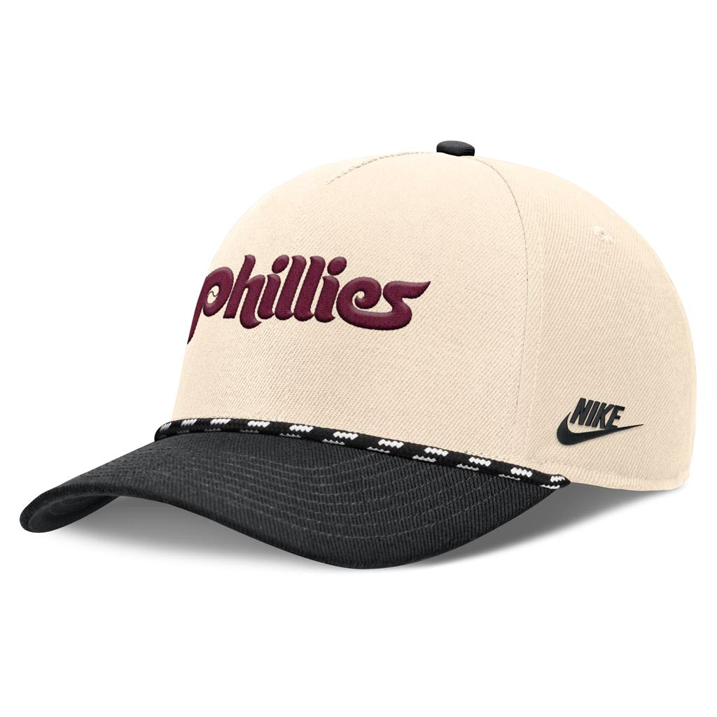 MLB Philadelphia Phillies Nike Two-Tone Rise Script Snapback Hat - Cream