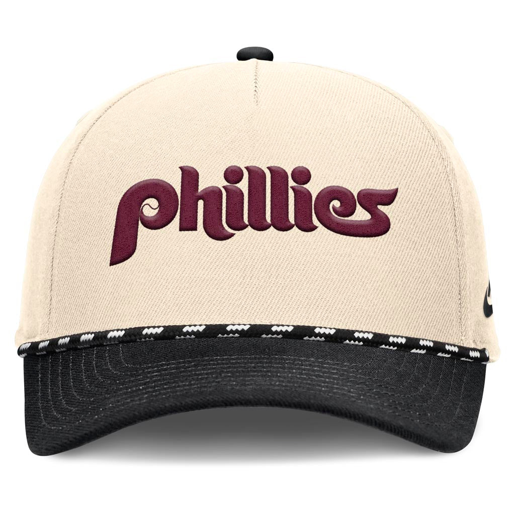 MLB Philadelphia Phillies Nike Two-Tone Rise Script Snapback Hat - Cream