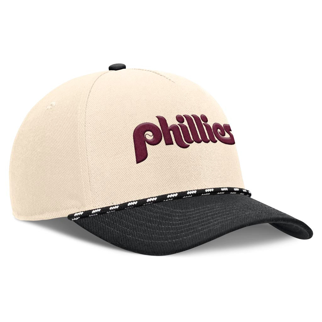 MLB Philadelphia Phillies Nike Two-Tone Rise Script Snapback Hat - Cream