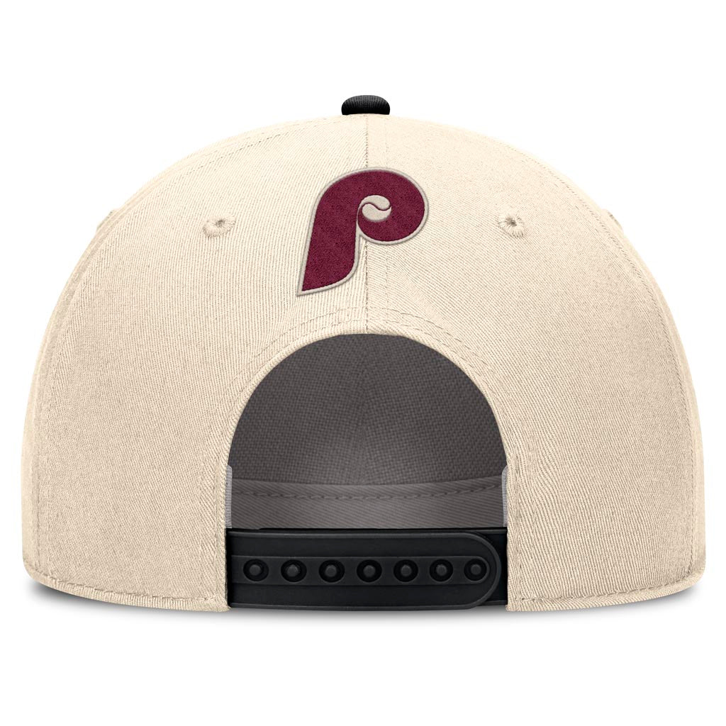 MLB Philadelphia Phillies Nike Two-Tone Rise Script Snapback Hat - Cream